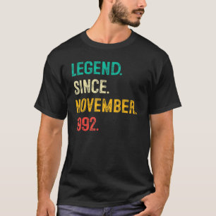 Camiseta Legenda Desde Novembro De 1992 aniversário de 30 a