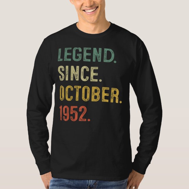 Camiseta Legenda Desde Outubro De 1952 70 Aniversário 70 An (Frente)