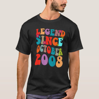Camiseta Legenda Desde Outubro De 2008 Vintage Birthday Ret