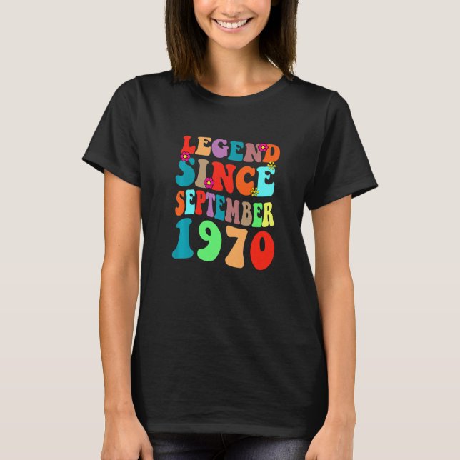 Camiseta Legenda Desde Setembro De 1970 Vintage Aniversário (Frente)