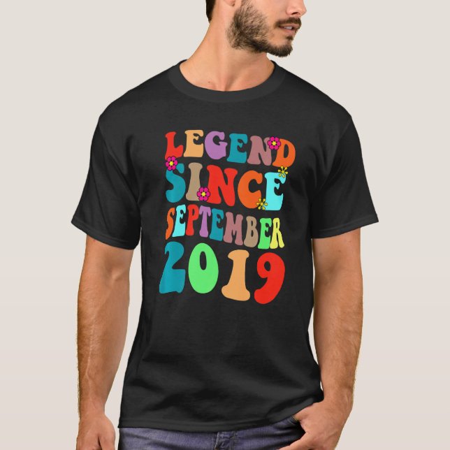 Camiseta Legenda Desde Setembro De 2019 Vintage Aniversário (Frente)