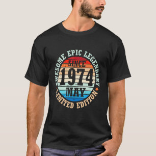 Camiseta Legenda Epic Incrível Desde 1974 Maio 48 Anos