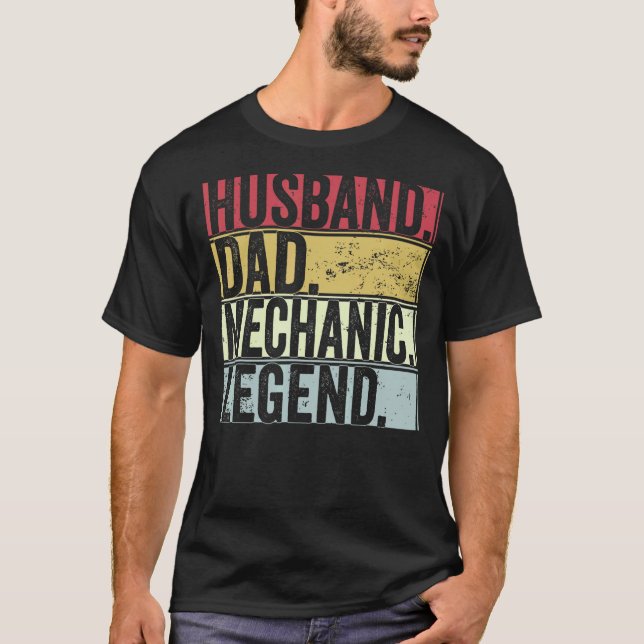 Camiseta Legenda Mecânica Do Pai Do Marido Retro Para Fathe (Frente)