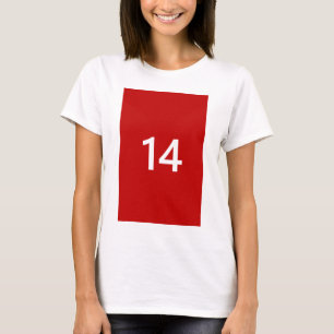 Camiseta Legenda n.º 14 em vermelho e branco