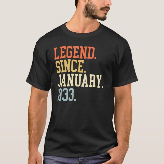 Camiseta Legenda Para Mulheres Homens Desde Janeiro De 1933 (Frente)
