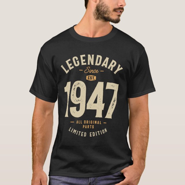 Camiseta Legendário desde 1947 76º aniversário (Frente)