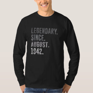 Camiseta Legendário Desde Agosto De 1942 80 Birthday Vintag