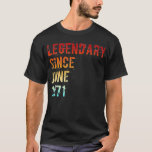 Camiseta Legendário Desde Bday June 1971 50th Birthday<br><div class="desc">Lendário Desde o domingo de junho de 1971 50º aniversário .twitter, engraçado, tweet, pássaro, mídia social, animal, hashtag, instagram, meme, facebook, internet, online, memes, pet, política, presidente, trump, tweets, animais, gatos, bonitinho, kawaii, animais de estimação, político, tumblr, preto, azul, legal, notícias falsas, geek, gatinho, gatinhos, social, meme no twitter, adorável,...</div>