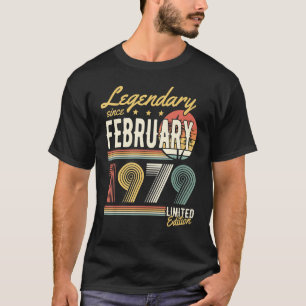Camiseta Legendário Desde fevereiro de 1979 Feliz Aniversár