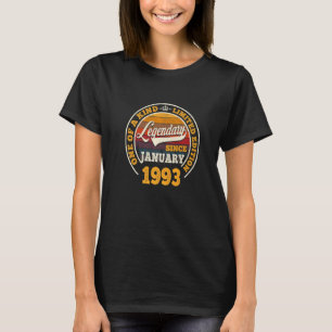 Camiseta Legendário Desde Janeiro De 1993 aniversário de 30