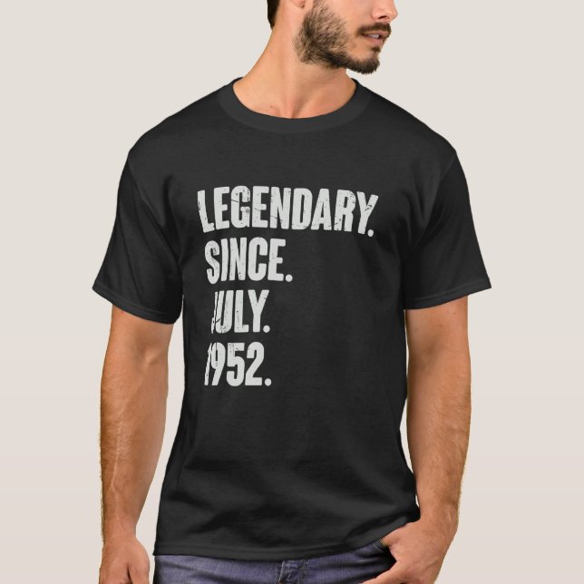 Camiseta Legendário Desde Julho De 1952, 70 Anos De Nascime (Frente)