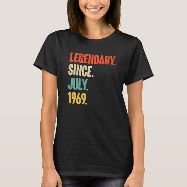 Camiseta Legendário desde julho de 1969 53 anos 53 anos (Frente)