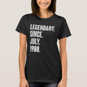 Camiseta Legendário desde julho de 1980 42 anos 42 anos