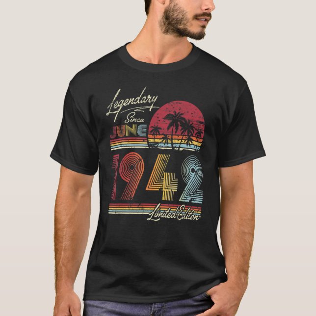 Camiseta Legendário desde junho de 1942 80 Bithday (Frente)