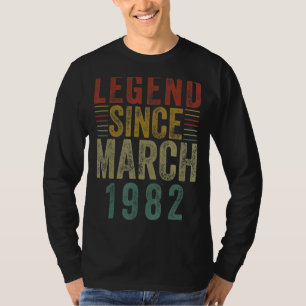 Camiseta Legendário desde março de 1982 aniversário de 40 a