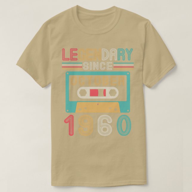 Camiseta Legendário Desde Outubro De 1960 Feliz Aniversário (Frente do Design)