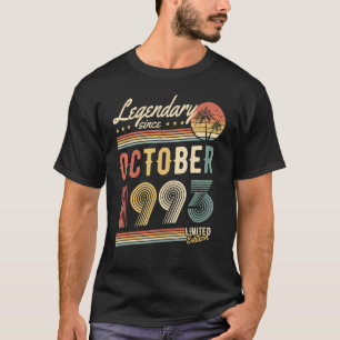 Camiseta Legendário desde outubro de 1993 Feliz Aniversário