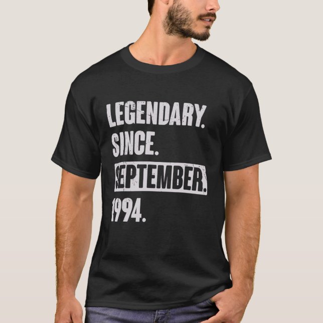 Camiseta Legendário desde setembro de 1994 28 anos 28 anos  (Frente)