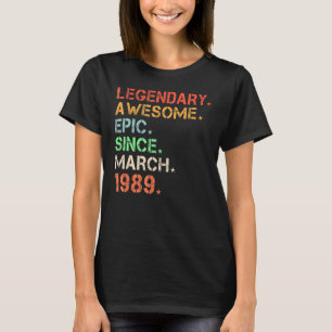 Camiseta Legendário Epic Fantástico Desde Março De 1989 Ret