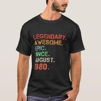 Camiseta Legendário Epic Incrível Desde Agosto De 1980 Retr