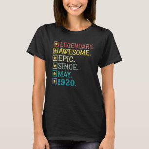 Camiseta Legendário Epic Incrível Desde Maio De 1920 102º A