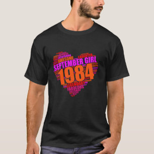 Camiseta Legendário Garota de setembro de 1984 Fabuloso Cor