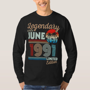 Camiseta Legendário Junho De 1991 Feliz Aniversário De 31 A