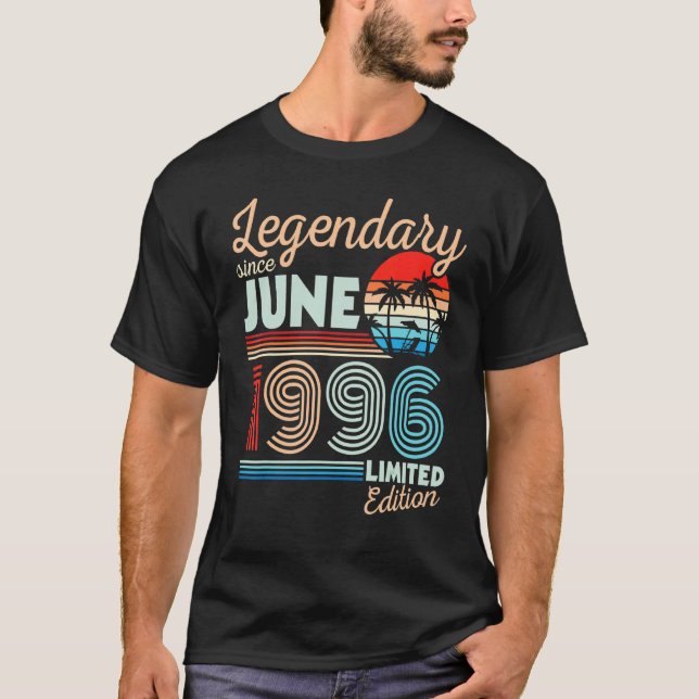 Camiseta Legendário Junho De 1996 Feliz Aniversário De 26 A (Frente)