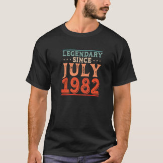 Camiseta Legendário Nascer De Julho De 1982 No Aniversário 