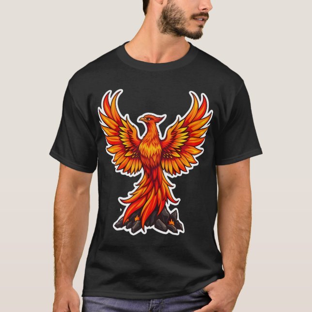 Camiseta Legendário Phoenix - Firebird Vetor Art Tee. (Frente)