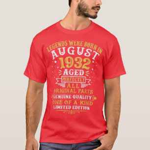 Camiseta Legends Were Born In August 1932 90 Years Old 90th