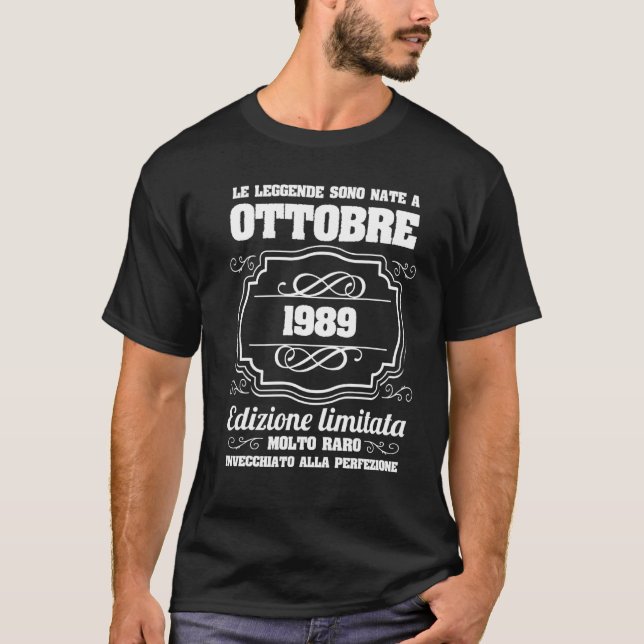 Camiseta Leggende sono nate nel a Ottobre 1989 33 Compleann (Frente)