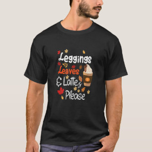 Camiseta Leggings Folhas Lattes Por Favor Outono Estação Ou