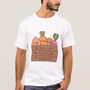 Camiseta Legumes Fofos Apoiam o Seu Produto Local