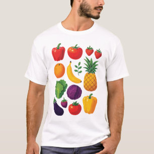 Camiseta Legumes & Frutas Coloridas Comida Saudável Vibrant