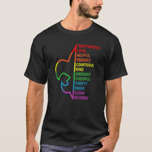 Camiseta Lei de Escoteiro Gráfico Colorido Arco-íris