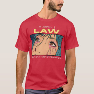 Camiseta Lei de Murphy Garota Anime Triste engraçado