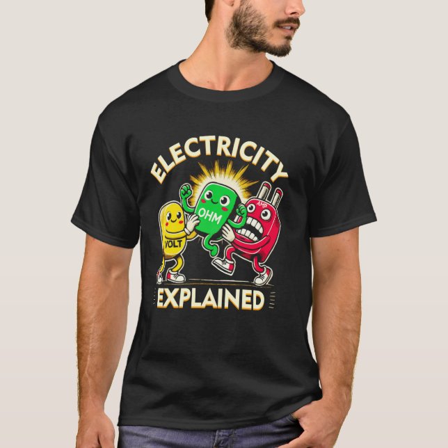 Camiseta Lei de Ohm Piada de Ciência Engenheiros Elétricos  (Frente)