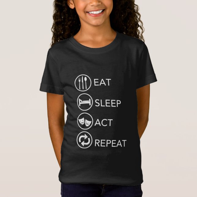 Camiseta Lei do Sono Repetir Atores Atuando Presente (Frente)