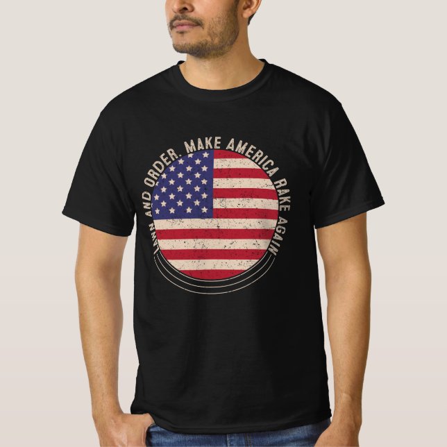 Camiseta Lei e Ordem. Torne a América a tremer novamente (Frente)