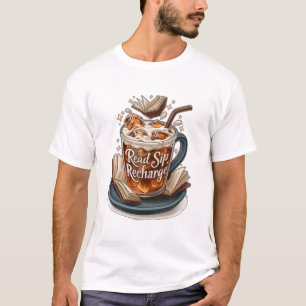 Camiseta Leia, Beba e Recarregue Café Gelado e Livros