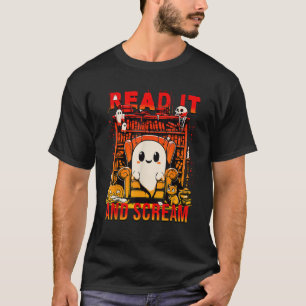 Camiseta Leia e Gritar Fantasma Engraçado Livro Nook A