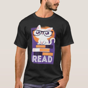 Camiseta Leia Gato Fofo Gatito Com Livros Para Leitor Brilh