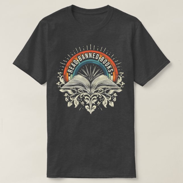 Camiseta Leia Livros Banidos Vintage Lendo Arco-Íris (Frente do Design)