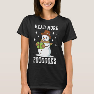 Camiseta Leia Mais Livros Biblioteca de Natal Snowman Readi