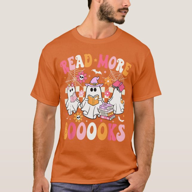 Camiseta Leia Mais Livros Fantasmas Lendo Livro Funnyeacher (Frente)