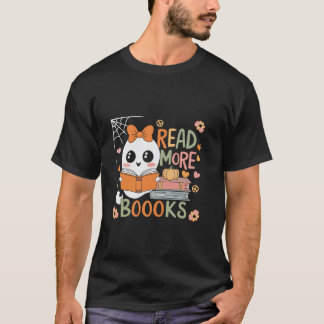 Camiseta Leia Mais Livros Gatos Ghost Pumpkin Livros Lendo