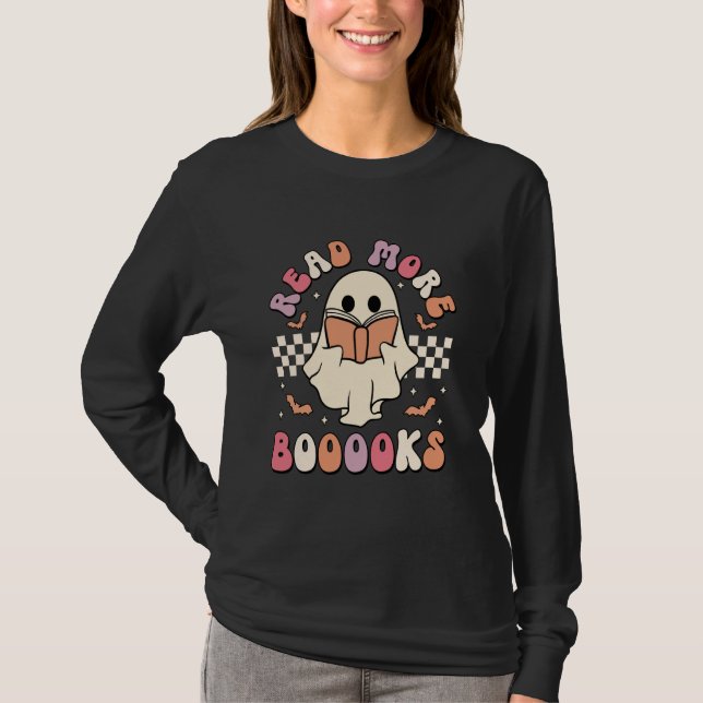 Camiseta Leia Mais Livros Professora Estudante Spooky Ghost (Frente)