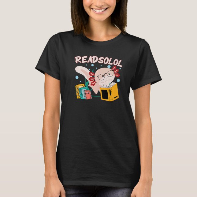 Camiseta Leia o livro Axolotl Lendo livros de peixe L (Frente)