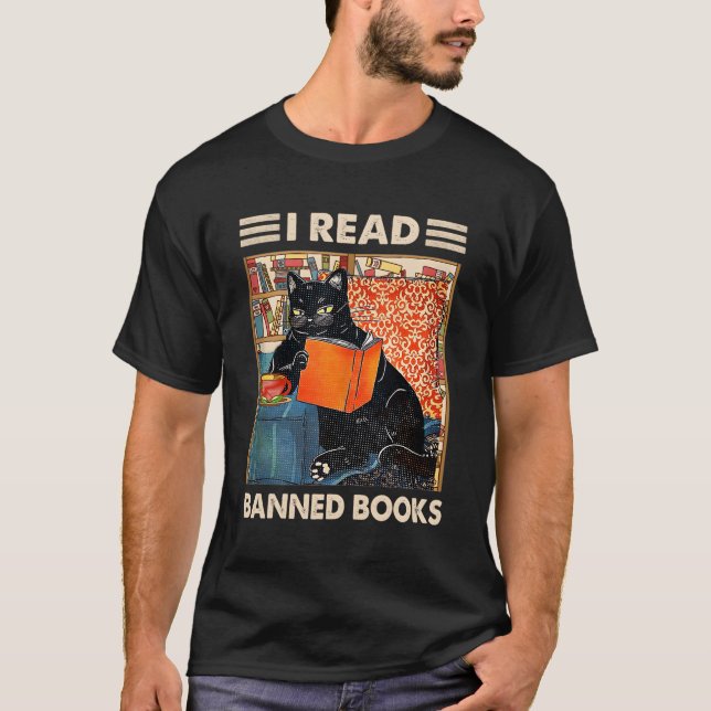 Camiseta Leio Livros Banidos Leitores de Gatos Negros (Frente)